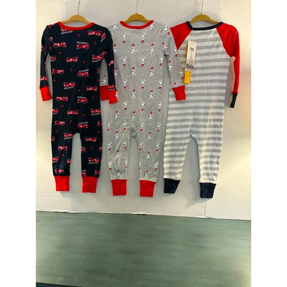 Kids Headquarters Pajama Sleeper 18M Red Blue Gray NEW Firefighter 3-Pack